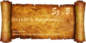 Szilák Barakony névjegykártya